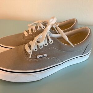 Vans Taupe Canvas Sneakers with White Accents